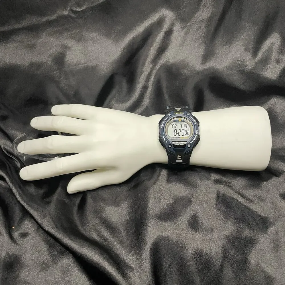 Timex Ironman Triathlon Digital Quartz Watch Indiglo T5K413 Black Blue case 44mm